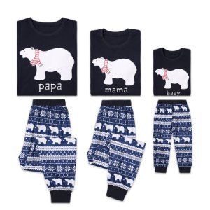 2-piece Christmas Bear Printed Long Sleeve Family Matching Pj's Set
