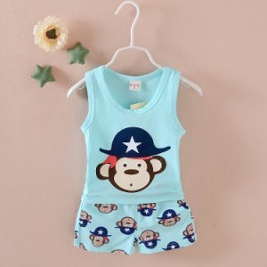 2-piece Monkey Print Tank Top and Patterned Shorts for Baby and Toddler