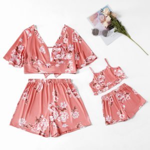 2-piece Top and Floral Skirt Matching Sets