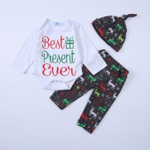 3-piece Best Present Ever Christmas Bodysuit Set for Baby
