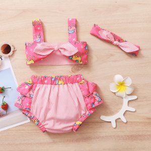 3pcs Baby Girl Stripe Unicorn Fashionable Baby's Sets