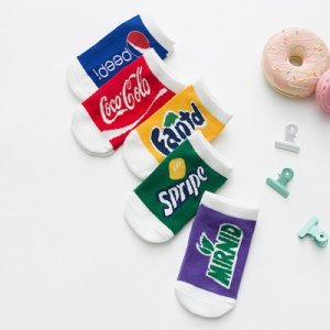 5-PCS Soda Drinks Design Cotton Socks