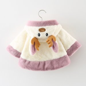 Adorable Deer Design Hooded Coat for Baby Girl