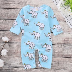 Allover Elephant Jumpsuit in Blue