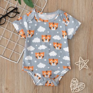 Baby Adorable Tiger and Cloud Allover Romper