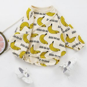 Baby Banana Allover Long-sleeve Romper