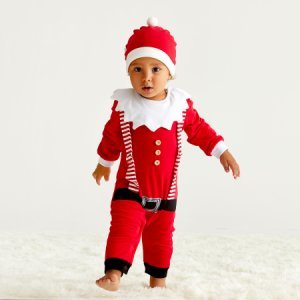 Baby Boy / Girl Christmas Style Doll Collar Long-sleeve Jumpsuit and Hat