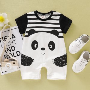 Baby Boy / Girl Panda Print Short-sleeve Bodysuit