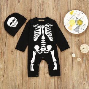 Baby Boy Halloween Trick or Treat Long-sleeve Jumpsuit and Hat