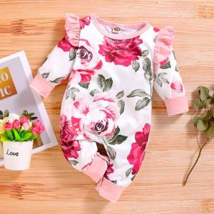 Baby Girl Flower Ruffled Jumpsuit