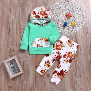 Baby Girl Pretty Floral Long-sleeve Hoodie and Pants Set