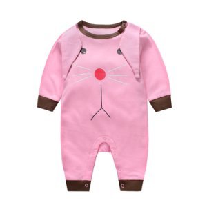Baby's Fun Bunny Design Long Sleeves Jumpsuit in Pink