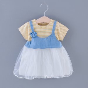 Baby / Toddler Faux-two Denim Tutu Dress