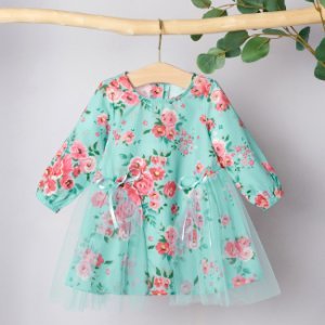 Baby / Toddler Floral Print Tulle Splice Dress