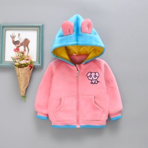 Baby / Toddler Girl Adorable Doggy Decor Colorblock Hooded Coat