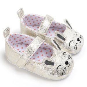 Baby / Toddler Girl Adorable Easter Bunny Shiny Velcro Prewalker Shoes (Various colors)