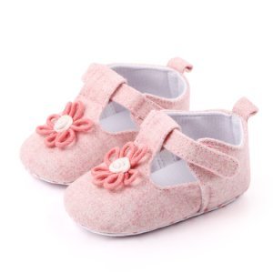 Baby / Toddler Girl Pretty Floral Decor Solid Velcro Shoes (Various colors)