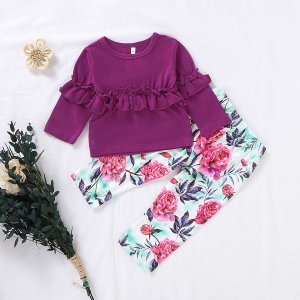 Baby / Toddler Ruffled Top and Floral Allover Pants Set