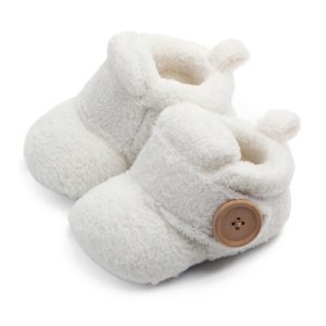 Baby / Toddler Solid Coral Fleece Velcro Prewalker Boots