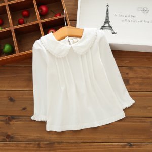 Baby / Toddler Solid Lace Collar Long-sleeve Tee