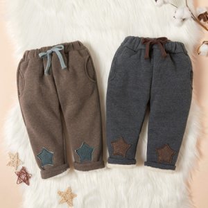 Baby / Toddler Stars Embroidery Solid Winter Pants