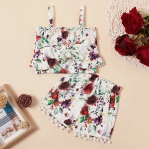 Baby / Toddler Stylish Floral Allover Strappy Top and Shorts Set