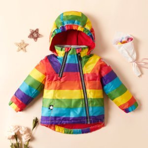 Baby / Toddler Stylish Rainbow Colorblock Hooded Coat