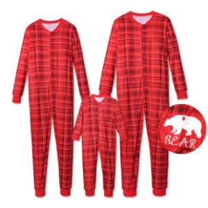 Bear Plaid Family Matching Onesie Pajamas
