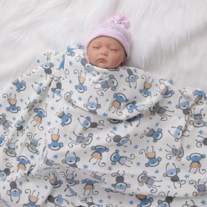 Breathable Monkey Print Baby Blanket Swaddle