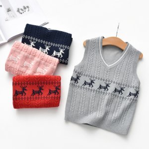 Casual Christmas Elk Print Knitted Tank
