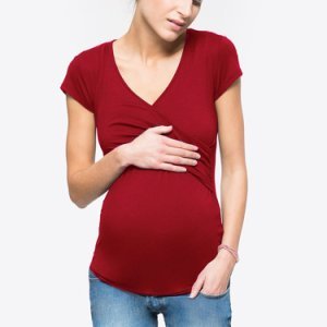Casual Ruched Wrap Short-sleeve Nursing Tee