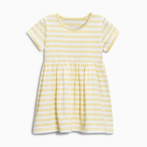 Chic Striped Short-sleeve Dress in Yellow for Baby Girl and Girl