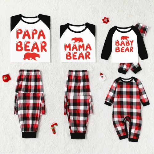 Christmas Letters and Polar Bear Print Family Matching Long-sleeve Pajamas Sets (Flame Resistant)