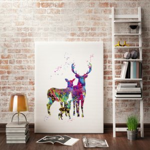 Colorful Reindeer Pattern Wall Decorative Oil Painting