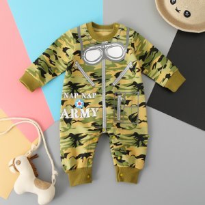 Cool Army Camouflage Long Sleeve Jumpsuit for Baby Boy