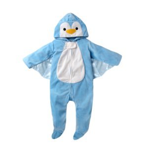 Cool Penguin Design Footed Hooded Long-sleeve Jumpsuit with Cape for Baby Boy