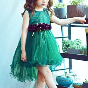 Elegant 3D Flower Sleeveless Mesh Party Dress for Girls