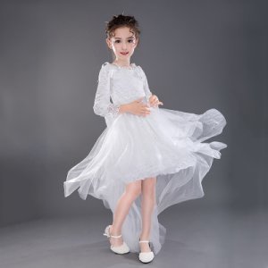 Elegant A-Line Hollow Out Lace Party Dress with Detachable Train for Baby Girl/Girl