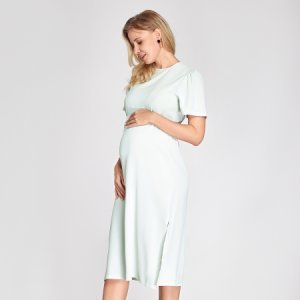Elegant Solid High-rise Short-sleeve Maternity Dress