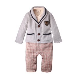 Faux-2 Comfy Pocket Design Long-sleeve Jumpsuit for Baby Boy