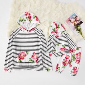 Floral Print Long-sleeve Pullovers for Mommy and Me