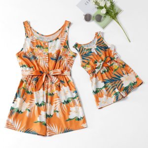 Floral Printed Sleeveless Matching Jumpsuits