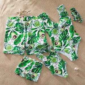 Fruit and Leaf Print Family Matching Swimsuit