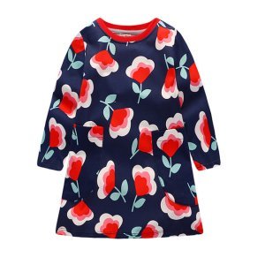 Gorgeous Floral Long-sleeve Dress for Baby and Toddler Girls
