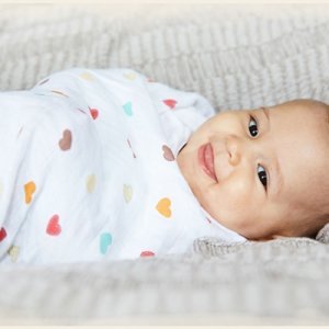 Heart Print Muslin Cotton Baby Swaddle Blanket