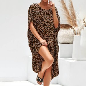 Leopard Print Irregular Loose Dress