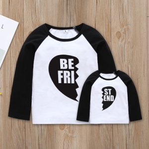 Letter Printed Raglan Long Sleeve T-shirts for Mom and Me