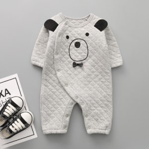 Lovely Bear Print Suede Long Sleeves Jumpsuit for Baby and Toddler Boys