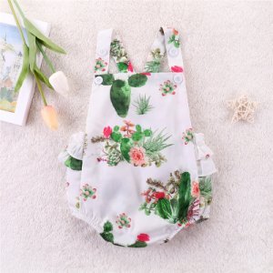 Lovely Cactus Floral Backless Bodysuit for Baby Girl