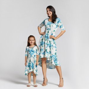 Mosaic Family Matching Mommy and Me Floral Flounced Dresses Romper Tee for Mom - Boy - Girl - Baby